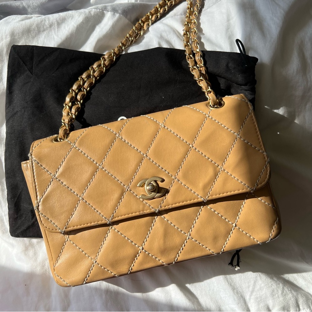 Chanel Medium Single Flap Caramel/Tan Wild Stitch Bag